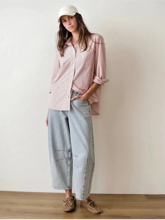 Marine Layer Pants - Marine Layer Women’s Ella Barrel Leg Pant Size Small Light Wash